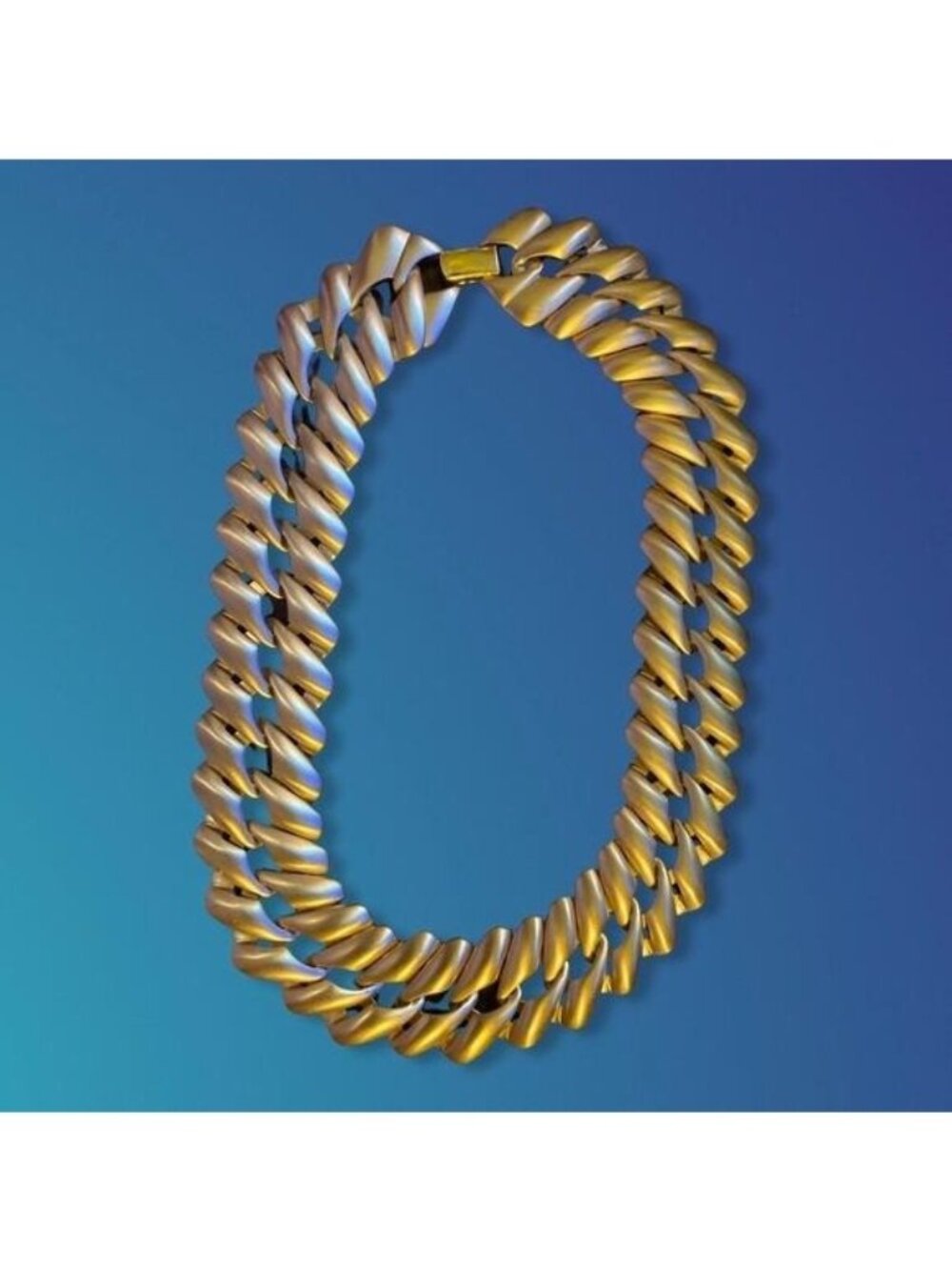 Monet Vintage Double Chain Gold-Tone Necklace Textured & Polished Finish 16 Inch
